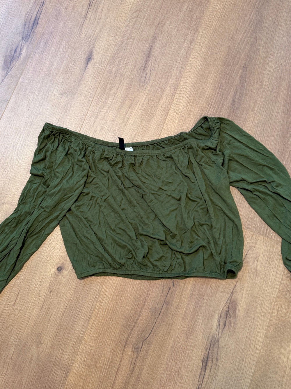 H&M Olive Green Off-Shoulder Crop Top